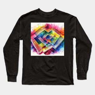 Psychedelic looking abstract illustration of Escher stairs Long Sleeve T-Shirt